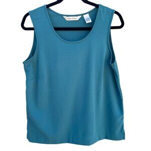 Drapers & Damons Vintage Womens Teal Textured Sleeveless Tank Top Shirt Blouse M